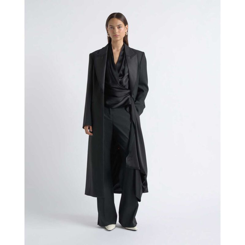 Cue Single Breasted Satin Lapel Coat image number 3